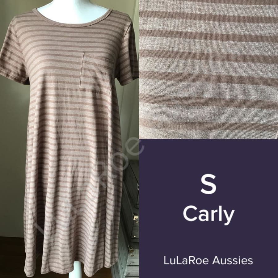 Lularoe Carly S / Cocoa With Heather Stripes Dresses