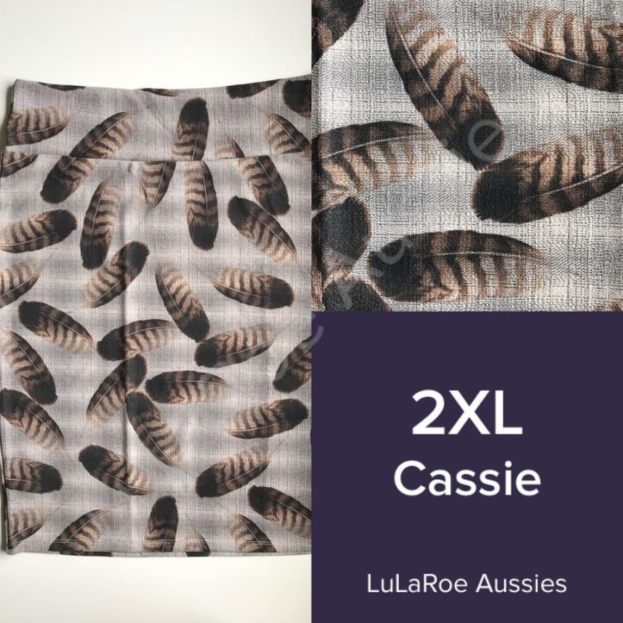 Lularoe Cassie 2Xl / Taupe With Brown Feathers Skirts