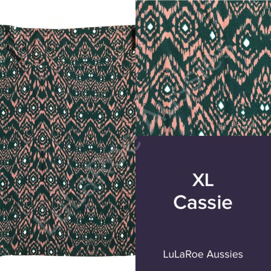 Lularoe Cassie Xl / Hunter With Dusty Rose/white Tribal Skirts