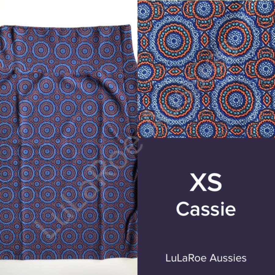 Lularoe Cassie Xs / Blue/grey/orange Medallion Skirts