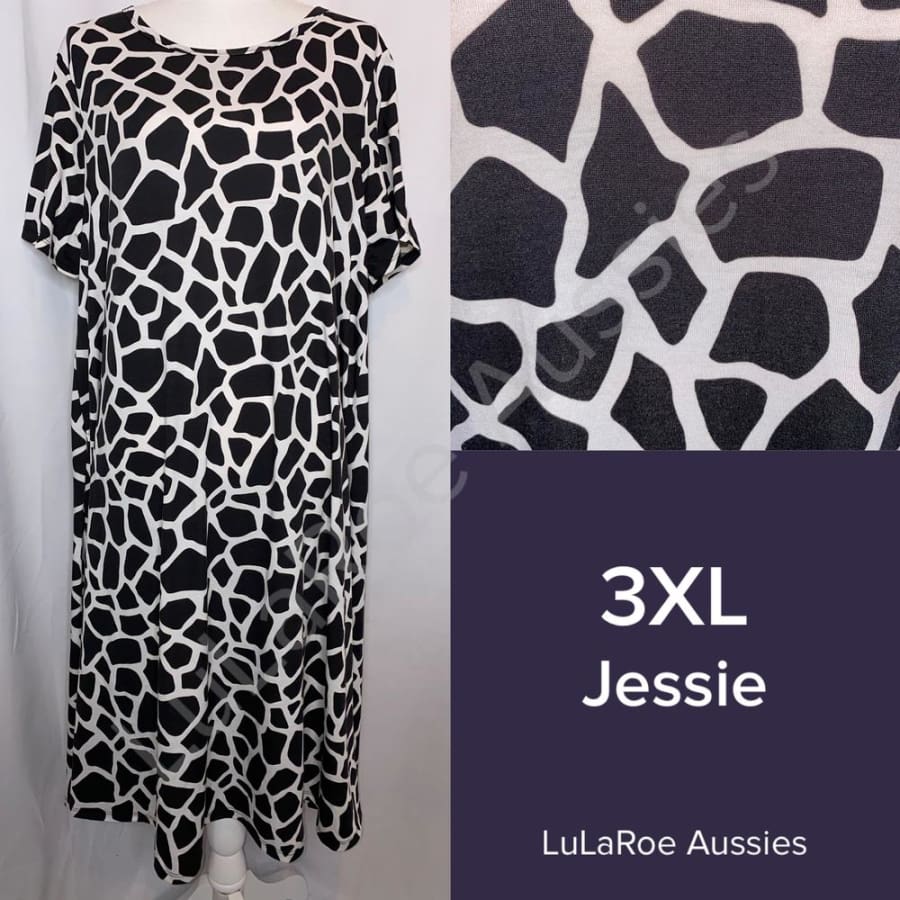 LuLaRoe Jessie - Dress with Pockets! B/W Giraffe / 3XL Dress