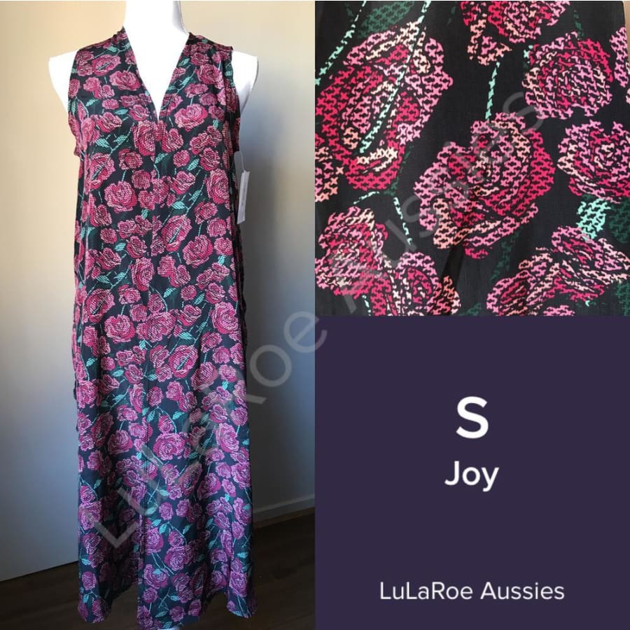 Lularoe Joy S / Black With Pixelated Roses, Silky Coverups