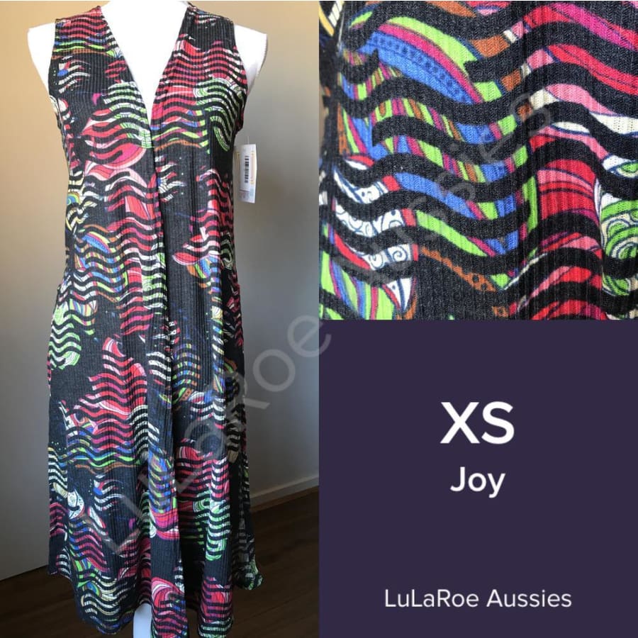 Lularoe Joy Xs / Grey Ribbed Knit With Bright Floral/waves Coverups