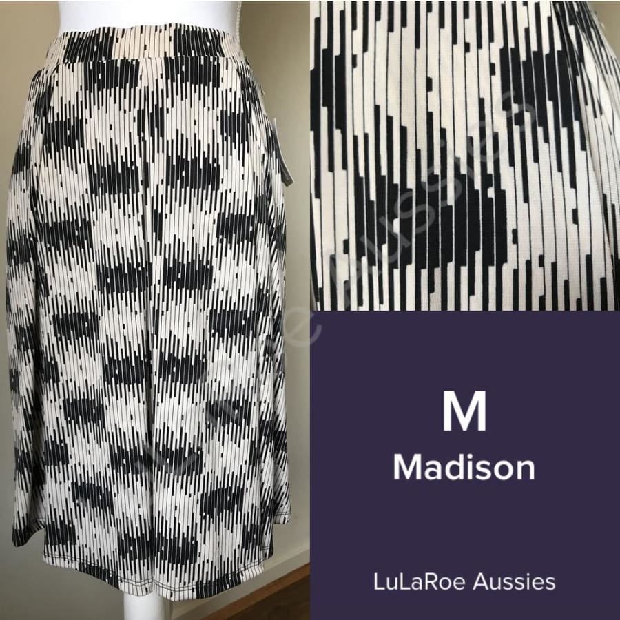 Lularoe Madison M / Black And Ivory Geo, Slinky Skirts