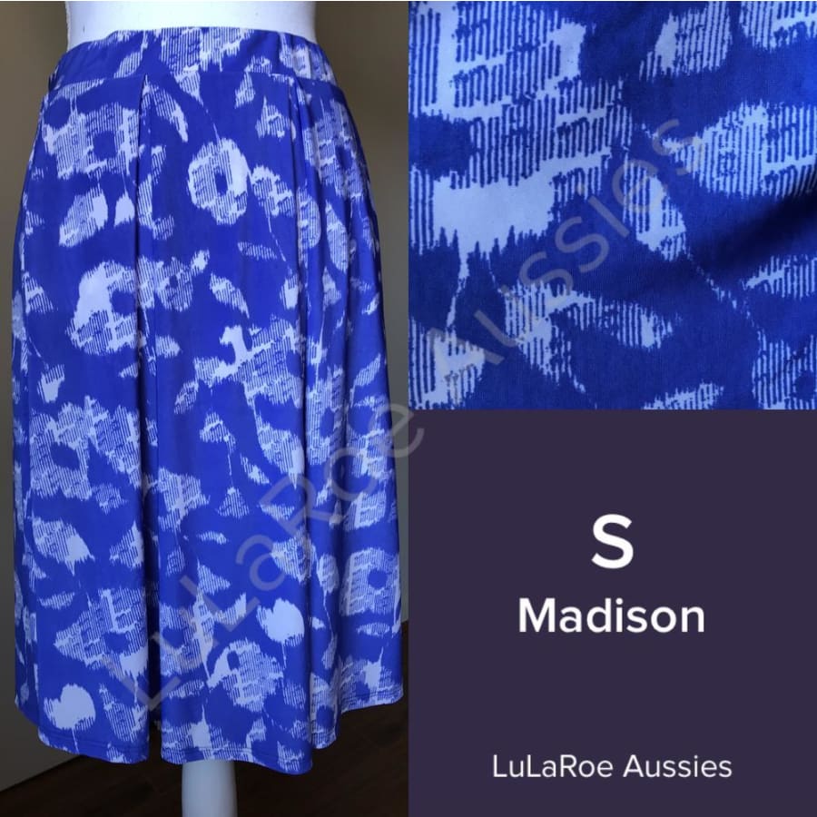 Lularoe Madison S / Periwinkle And White, Slinky Skirts