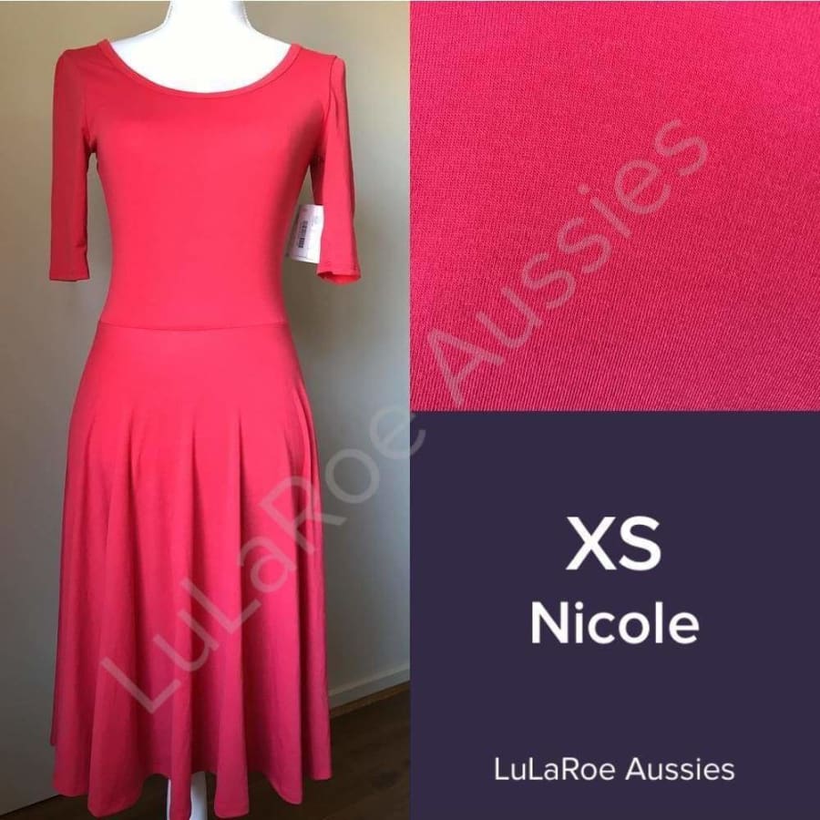 Lularoe Nicole Xs / Solid Light Red Dresses