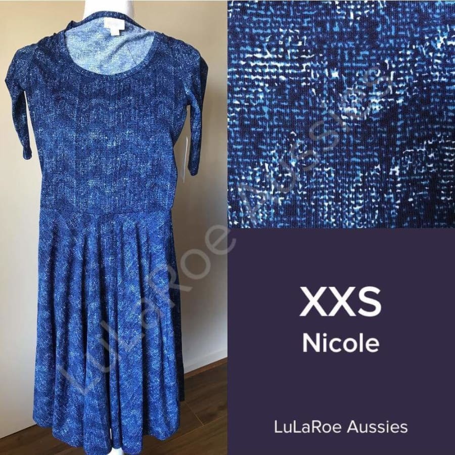 Lularoe Nicole Xxs / Navy And White Speckled Zigzag Dresses