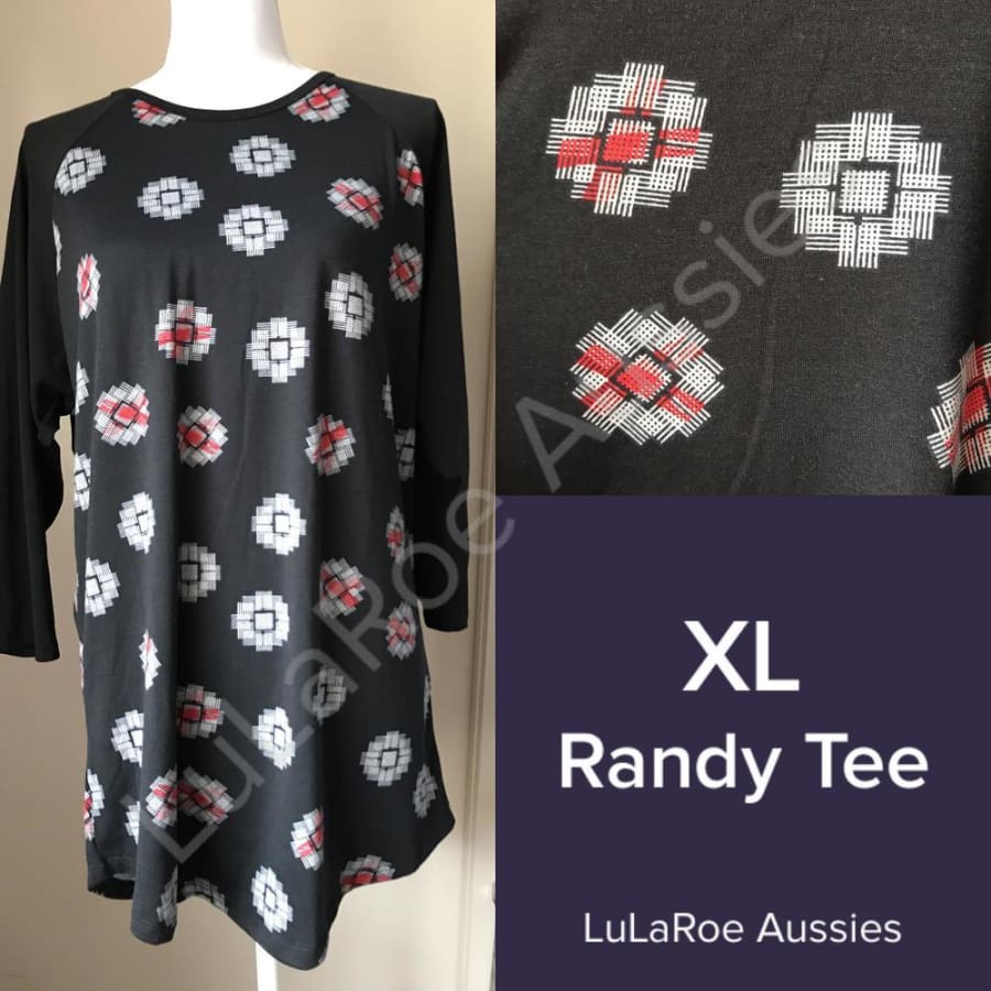 LuLaRoe Randy XL / Black grey red geo/ black sleeves Tops