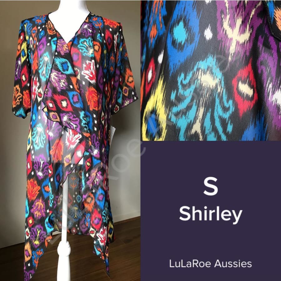 Lularoe Shirley S / Black With Multi Colour Tribal Chiffon Coverups
