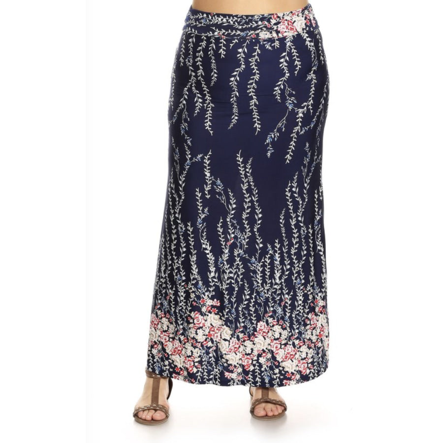 Maxi Skirt A-line Navy Floral or Polka Dots S / Navy Polka Dot Maxi Skirt