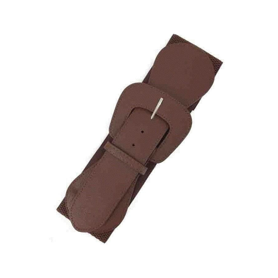 Midi Size Modern Elastic Belt Brown
