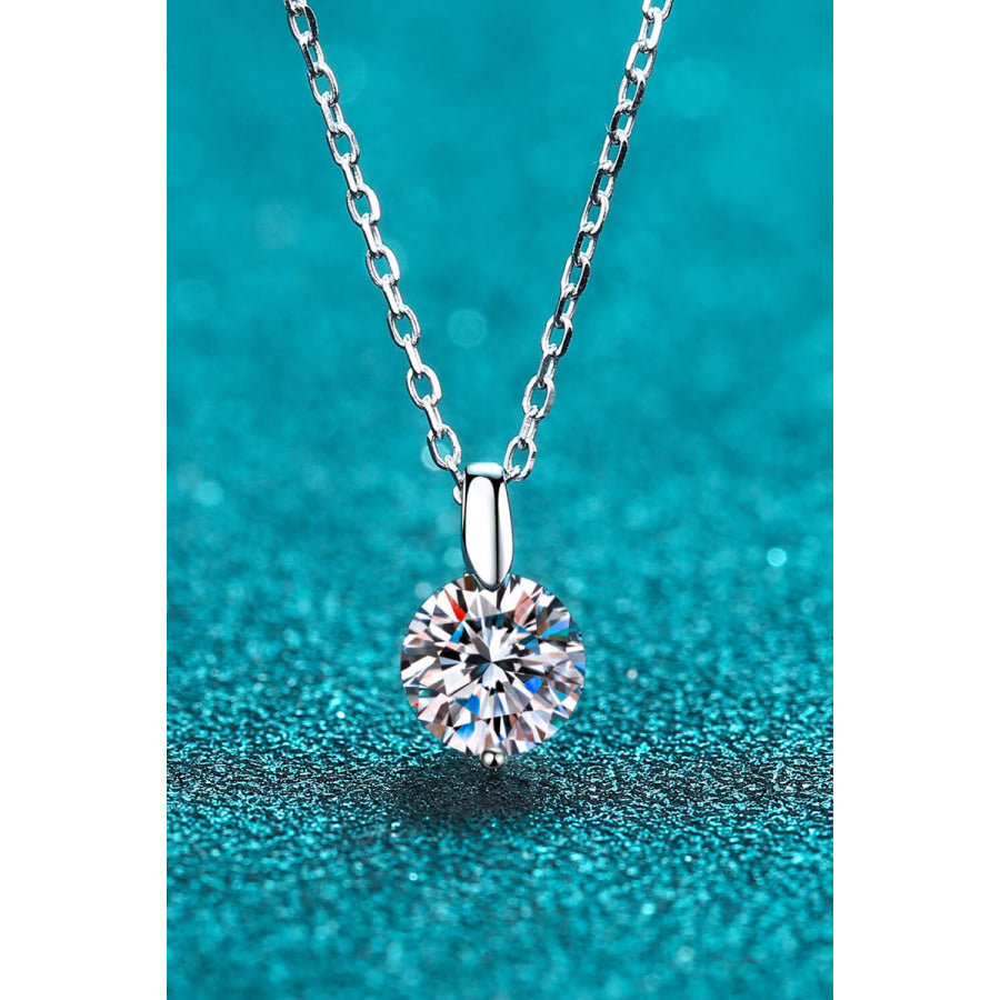 Minimalist 925 Sterling Silver Moissanite Pendant Necklace Silver / One Size