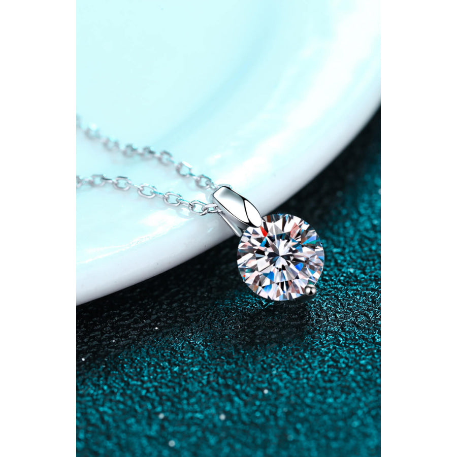 Minimalist 925 Sterling Silver Moissanite Pendant Necklace Silver / One Size