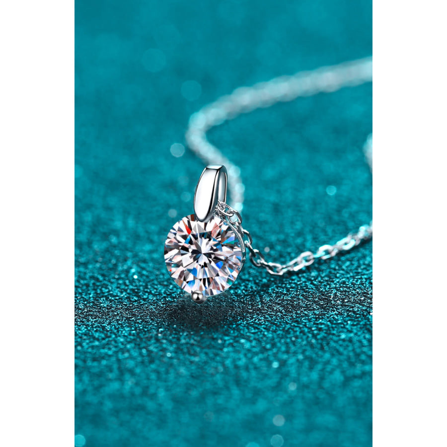 Minimalist 925 Sterling Silver Moissanite Pendant Necklace Silver / One Size