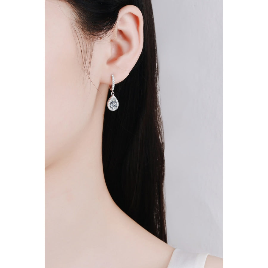 Moissanite Teardrop Earrings Silver / One Size