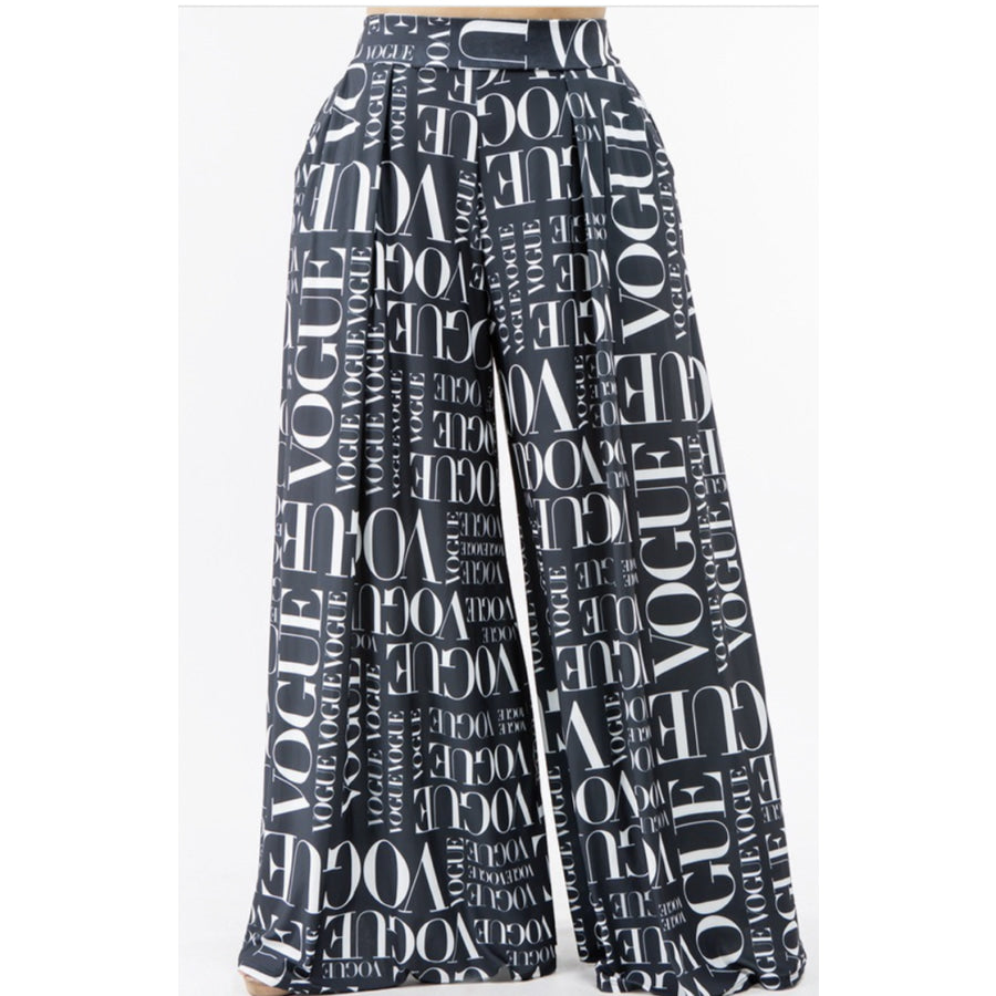 PREORDER Printed Palazzo Pants with Pockets - Black Vogue - Closes 21 Dec 2021 - ETA late Feb S Palazzo Pants