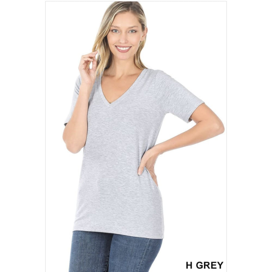 NEW COLOURS in Our Favourite V-Neck Top! Heather Grey / S Tops