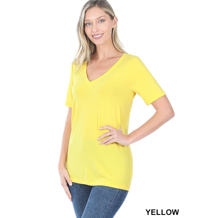 NEW COLOURS in our Favourite V-Neck Top!! Yellow / S Tops