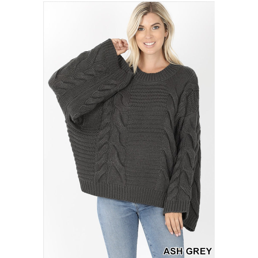 NEW! Oversized Bell Sleeve Cable Knit Sweater Tops