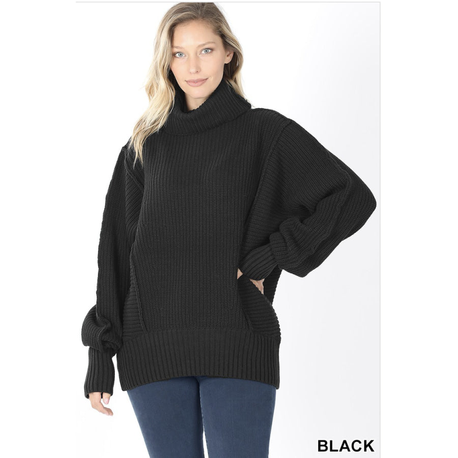 NEW! Oversized Turtleneck Sweater Black / S Tops