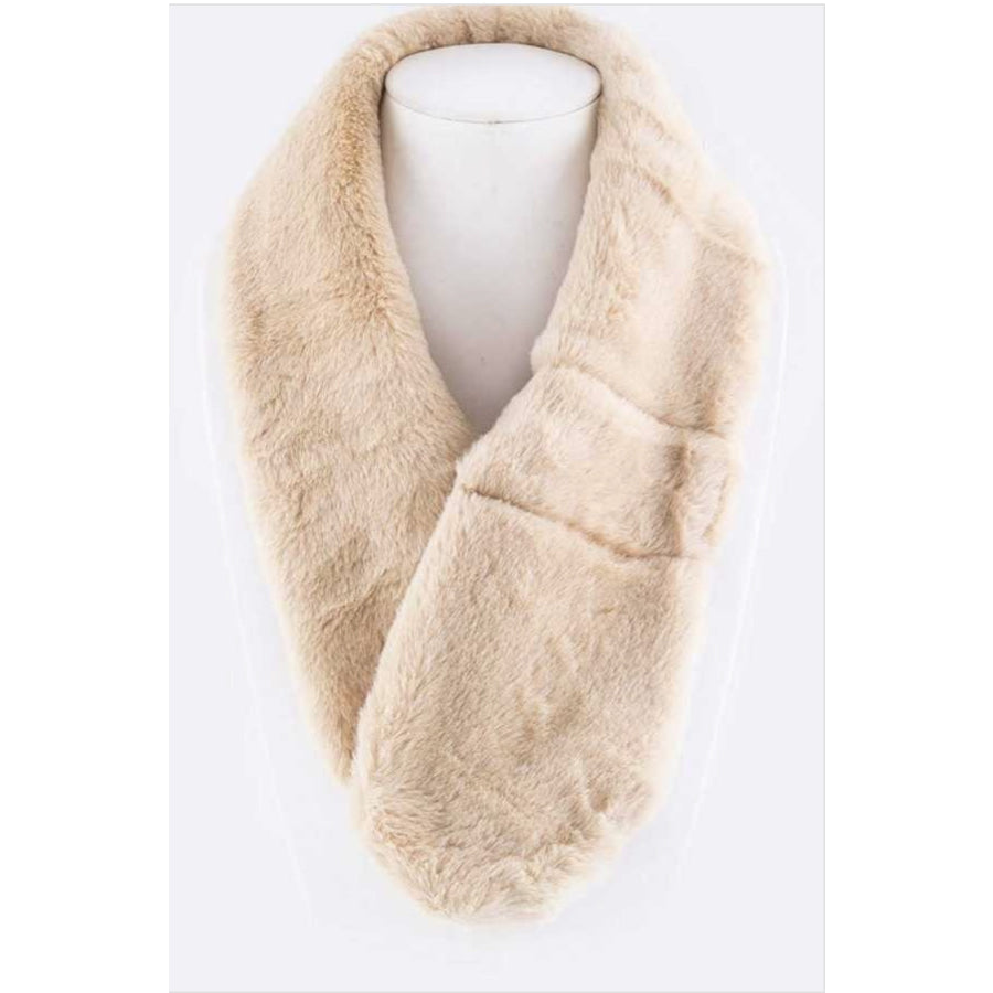 Plush Pull Through Scarf Beige Scarves