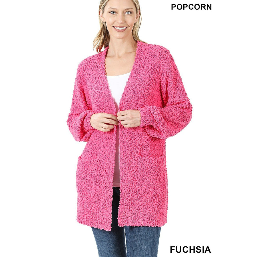 NEW! Popcorn Cardigan with Pockets Fuchsia / S Coverup