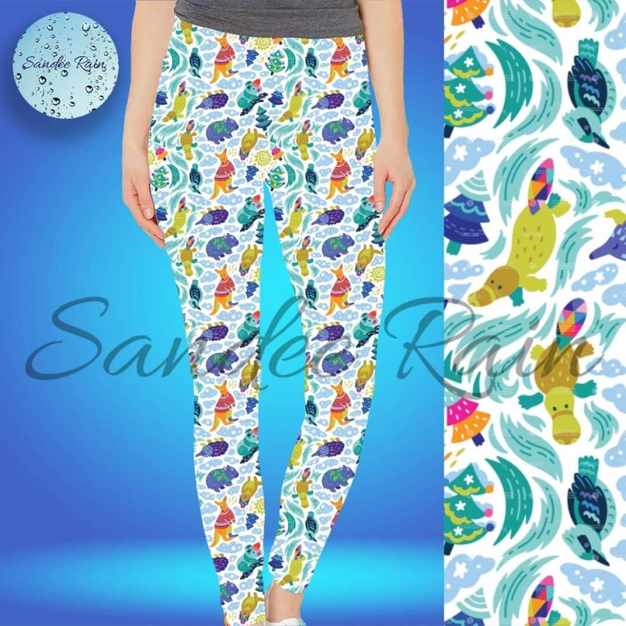EXCLUSIVE PREORDER - Sandee Rain Custom Design Leggings - Aussie Animal Christmas - Closes 24 October - ETA late December OS Leggings