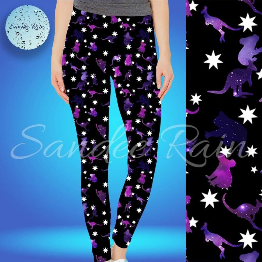 EXCLUSIVE PREORDER - Sandee Rain Custom Design Leggings - Aussie Animal Galaxy - Closes 24 October - ETA late December OS Leggings