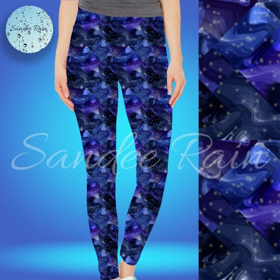 EXCLUSIVE PREORDER - Sandee Rain Custom Design Leggings - Wavy Geo Galaxy - Closes 24 October - ETA late December OS Leggings