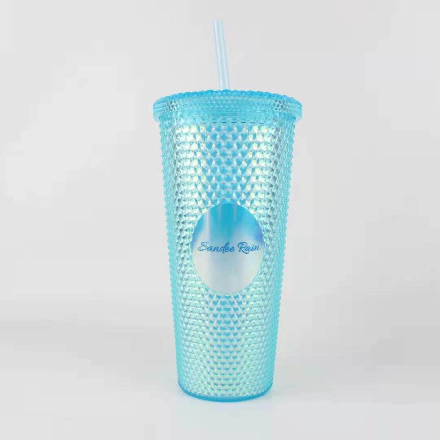 NEW! Sandee Rain Exclusive Studded Iridescent Tumbler with Straw 650ml Iridescent Sandee Rain Blue Sandee Rain Merchandise