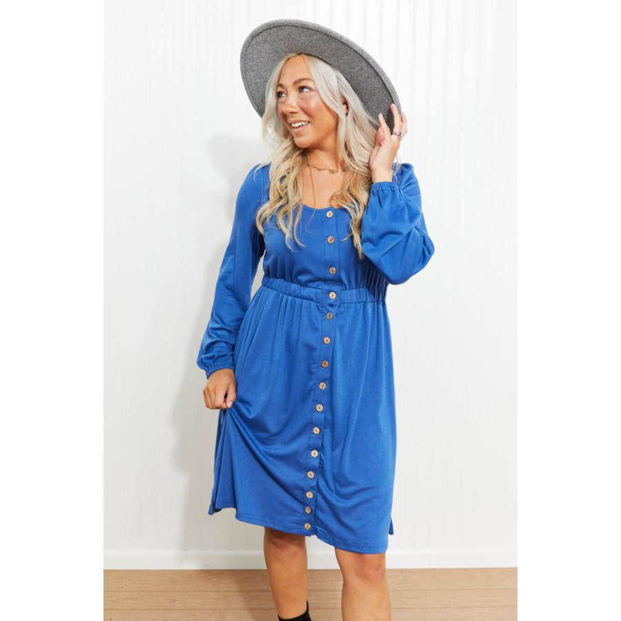 Scoop Neck Empire Waist Long Sleeve Mini Dress