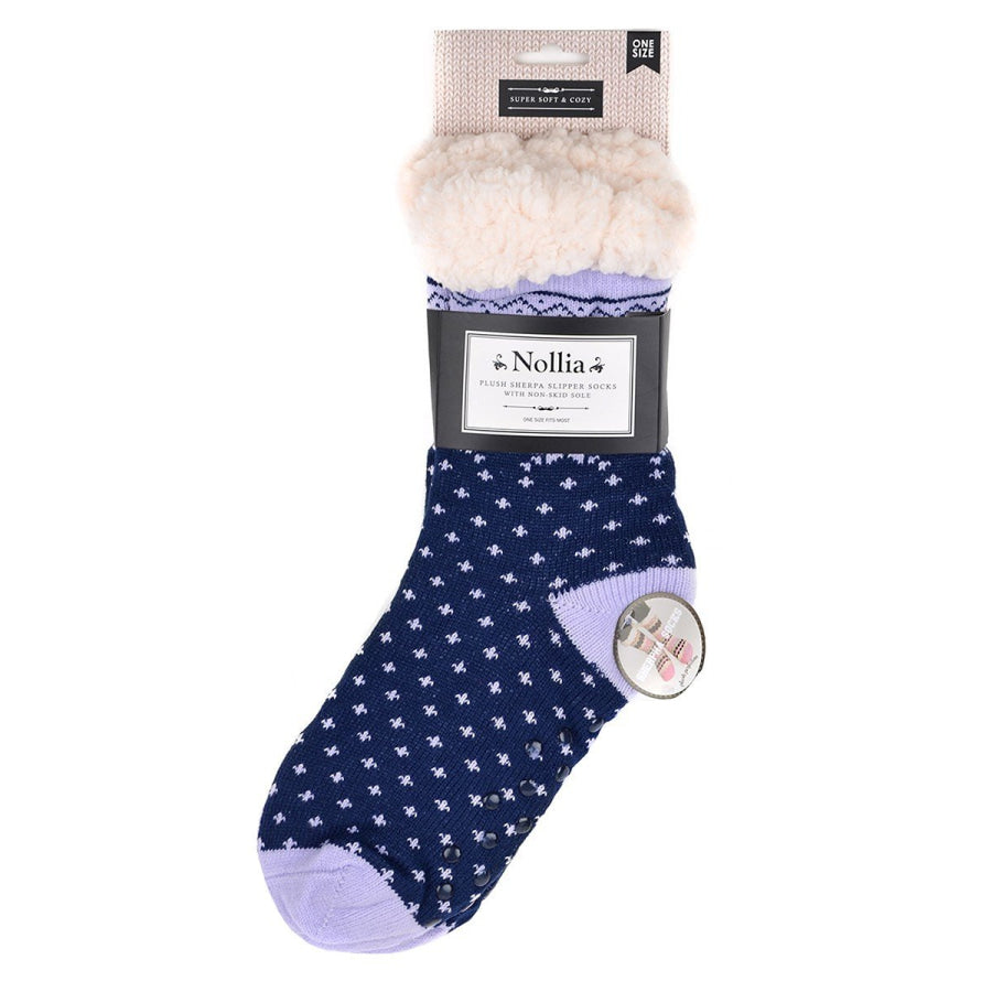 NEW! Sherpa Socks! Fun Prints to Keep Toesies Cosy! Winter Snowflakes Purple