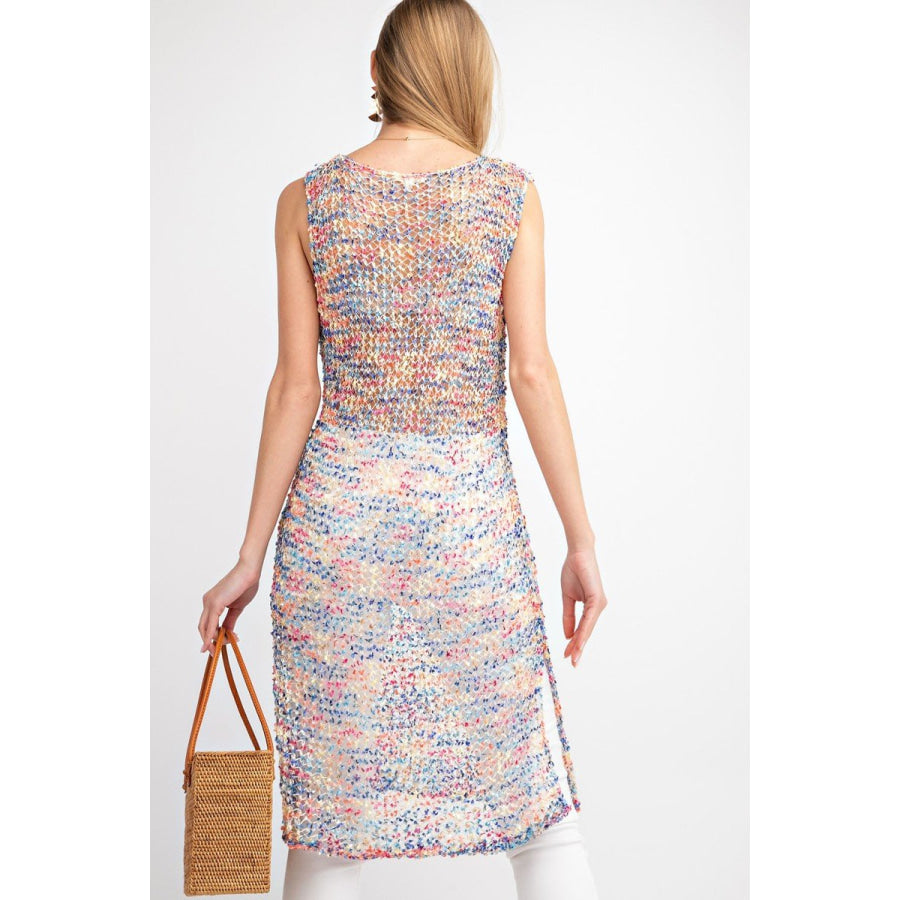 NEW! Sleeveless Multicolour Crochet Tunic Top Top