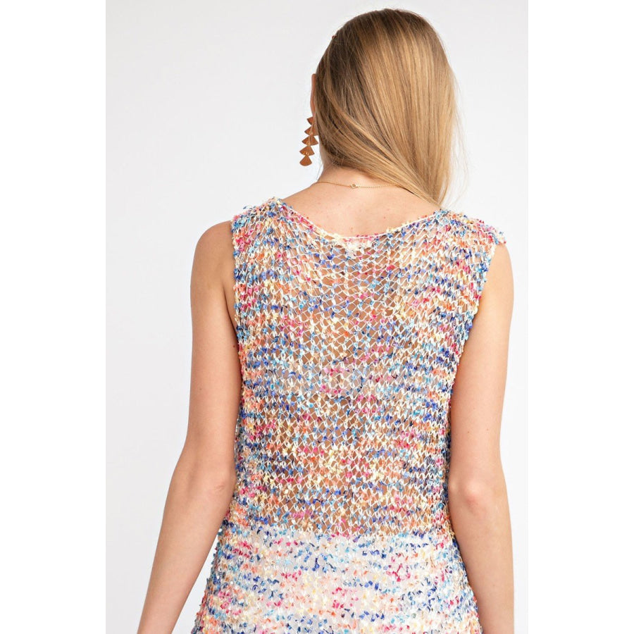 NEW! Sleeveless Multicolour Crochet Tunic Top Top