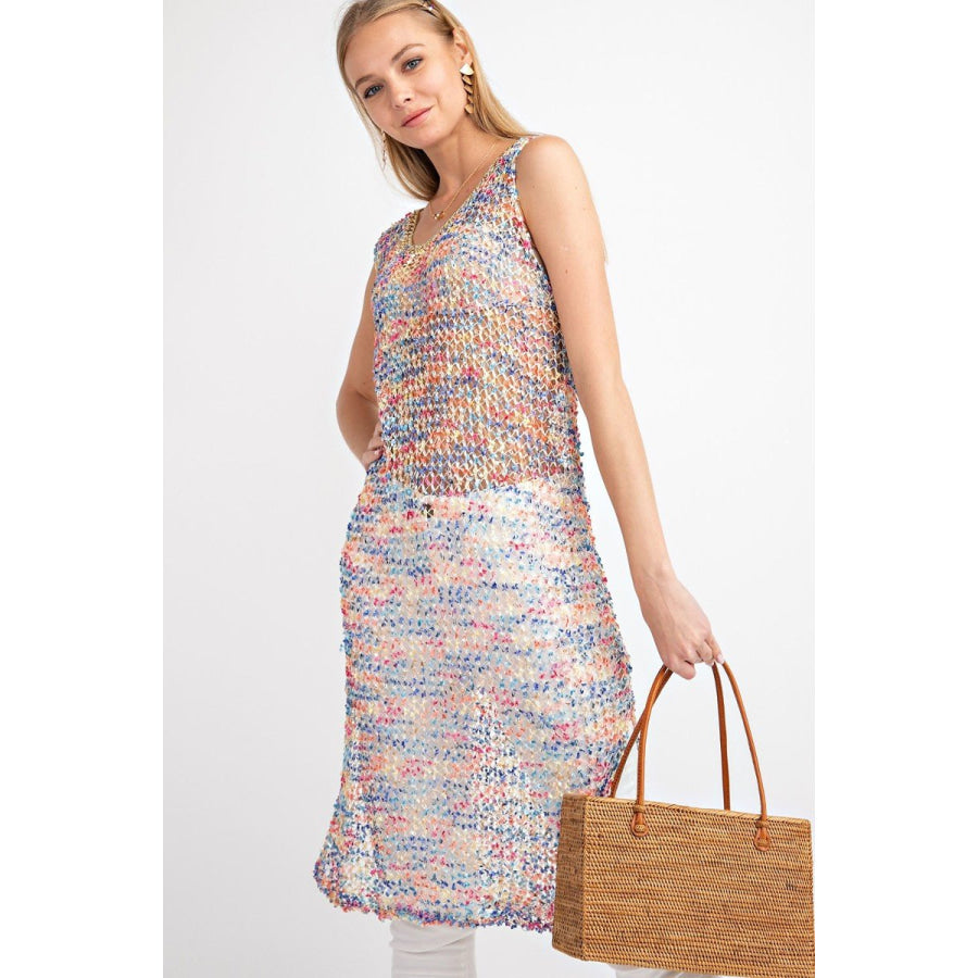 NEW! Sleeveless Multicolour Crochet Tunic Top Top