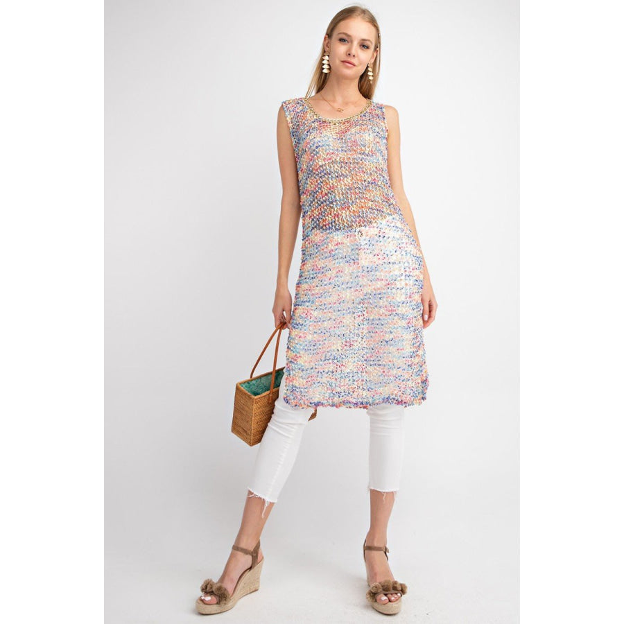 NEW! Sleeveless Multicolour Crochet Tunic Top Top