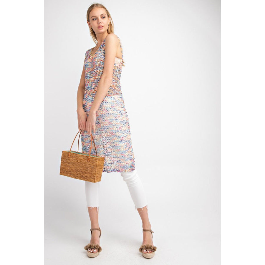 NEW! Sleeveless Multicolour Crochet Tunic Top Top