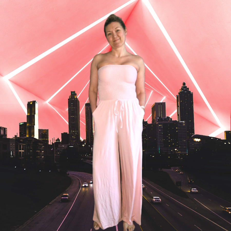 NEW! Smocked Bandeau Jumpsuit with Pockets S / Dusty Pink Jumpsuit