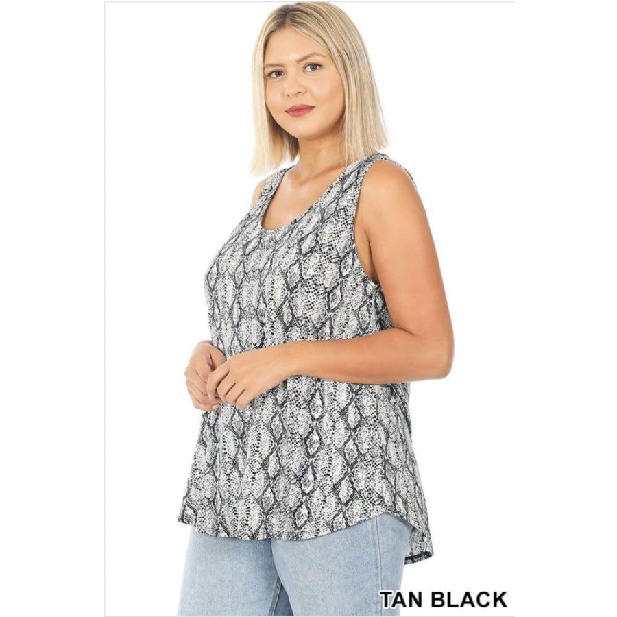 NEW! Camouflage Leopard and Snake Print Perfect Tank With Round Hem Tops