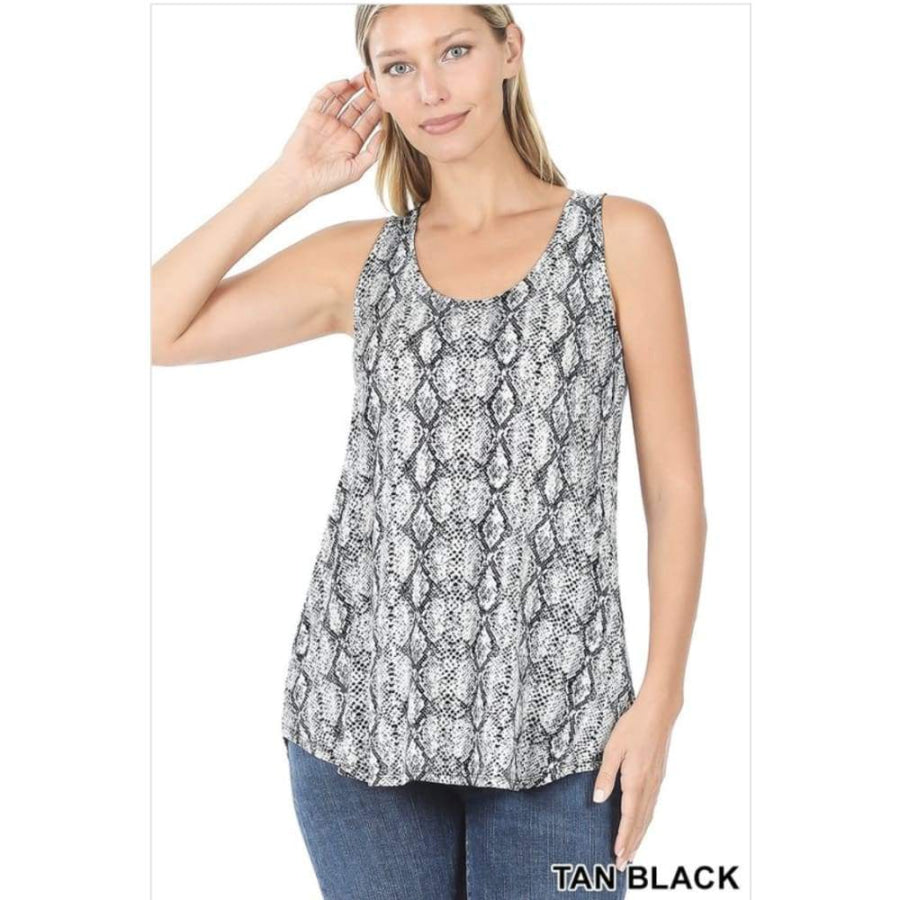 NEW! Camouflage Leopard and Snake Print Perfect Tank With Round Hem Tops