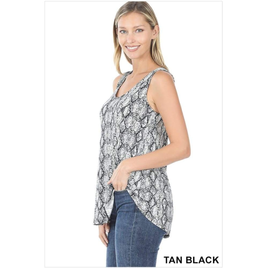 NEW! Camouflage Leopard and Snake Print Perfect Tank With Round Hem Tops