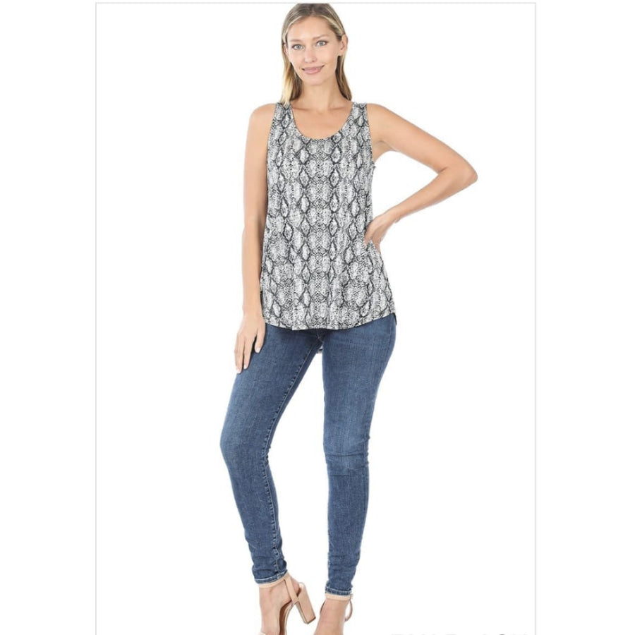 NEW! Camouflage Leopard and Snake Print Perfect Tank With Round Hem Tops