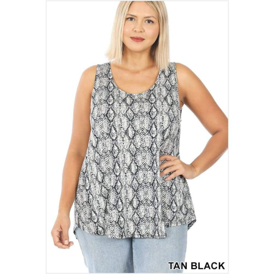 NEW! Camouflage Leopard and Snake Print Perfect Tank With Round Hem Tops