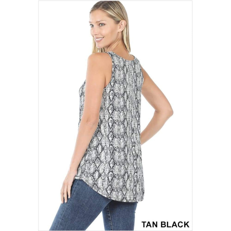 NEW! Camouflage Leopard and Snake Print Perfect Tank With Round Hem Tops