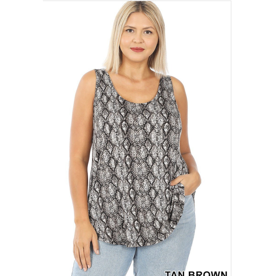 NEW! Camouflage Leopard and Snake Print Perfect Tank With Round Hem Tops