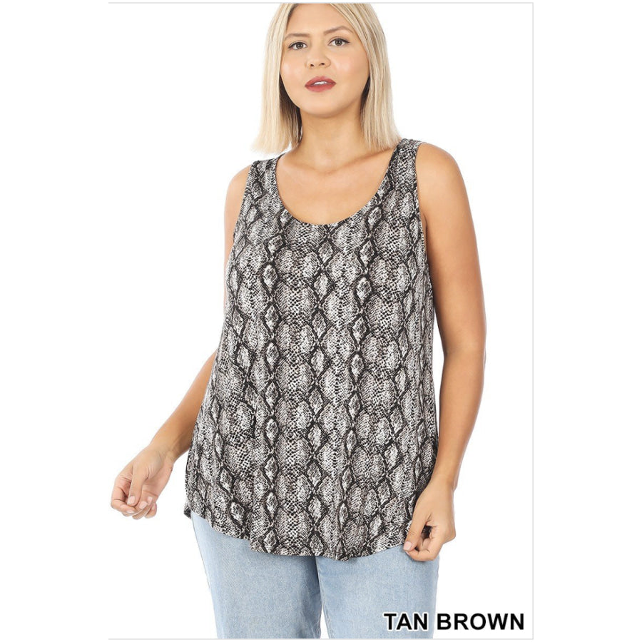 NEW! Camouflage Leopard and Snake Print Perfect Tank With Round Hem Tops