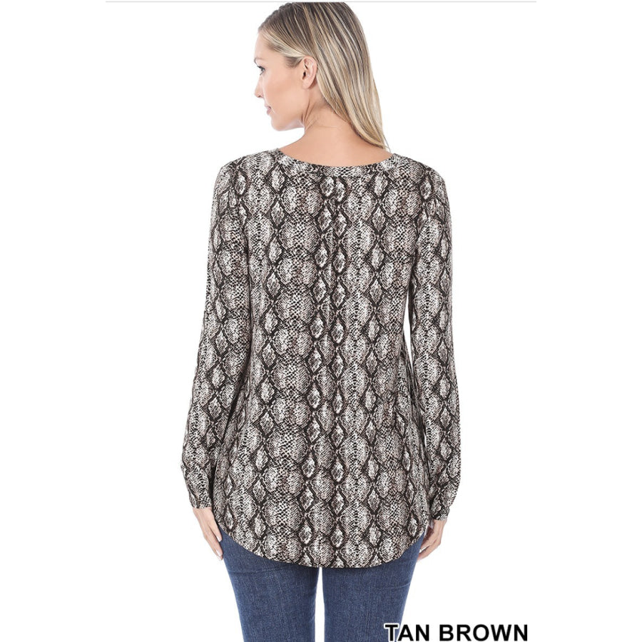 NEW!! Leopard and Snake Print V-neck Long Sleeve Top Tops