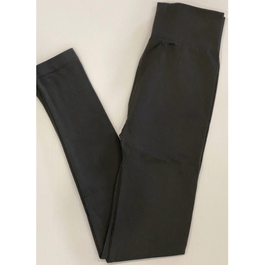 NEW! Solid Colour Fleece Lined Seamless Leggings Charcoal Curvy Fleece Leggings