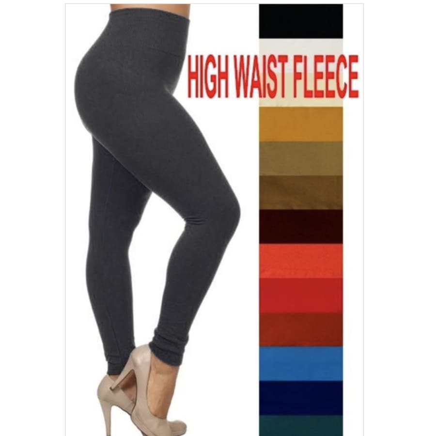 NEW! Solid Colour Fleece Lined Seamless Leggings Fleece Leggings