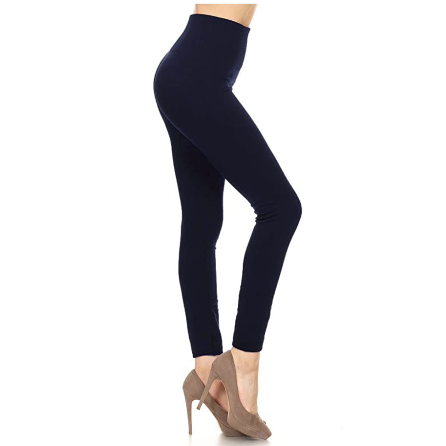 NEW! Solid Colour Fleece Lined Seamless Leggings Navy Fleece Leggings